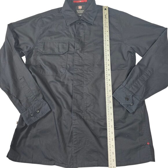Victorinox Men's L Black Long Sleeve Button-Up Shirt Jacket Swiss Army Knife - Picture 4 of 9